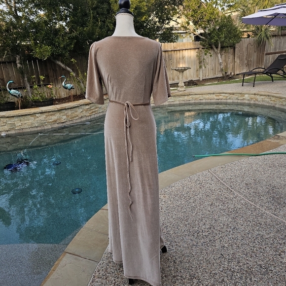 BALTICBORN velvet wrap Deep V Neck Velvet Prom Dress Short Sleeves Long Brides M - Picture 9 of 16